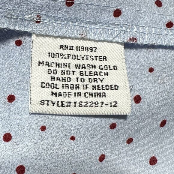 Collective Concepts Womens Blue Red Polka Dot Blouse Split Neck Popover Size XL - Picture 10 of 10